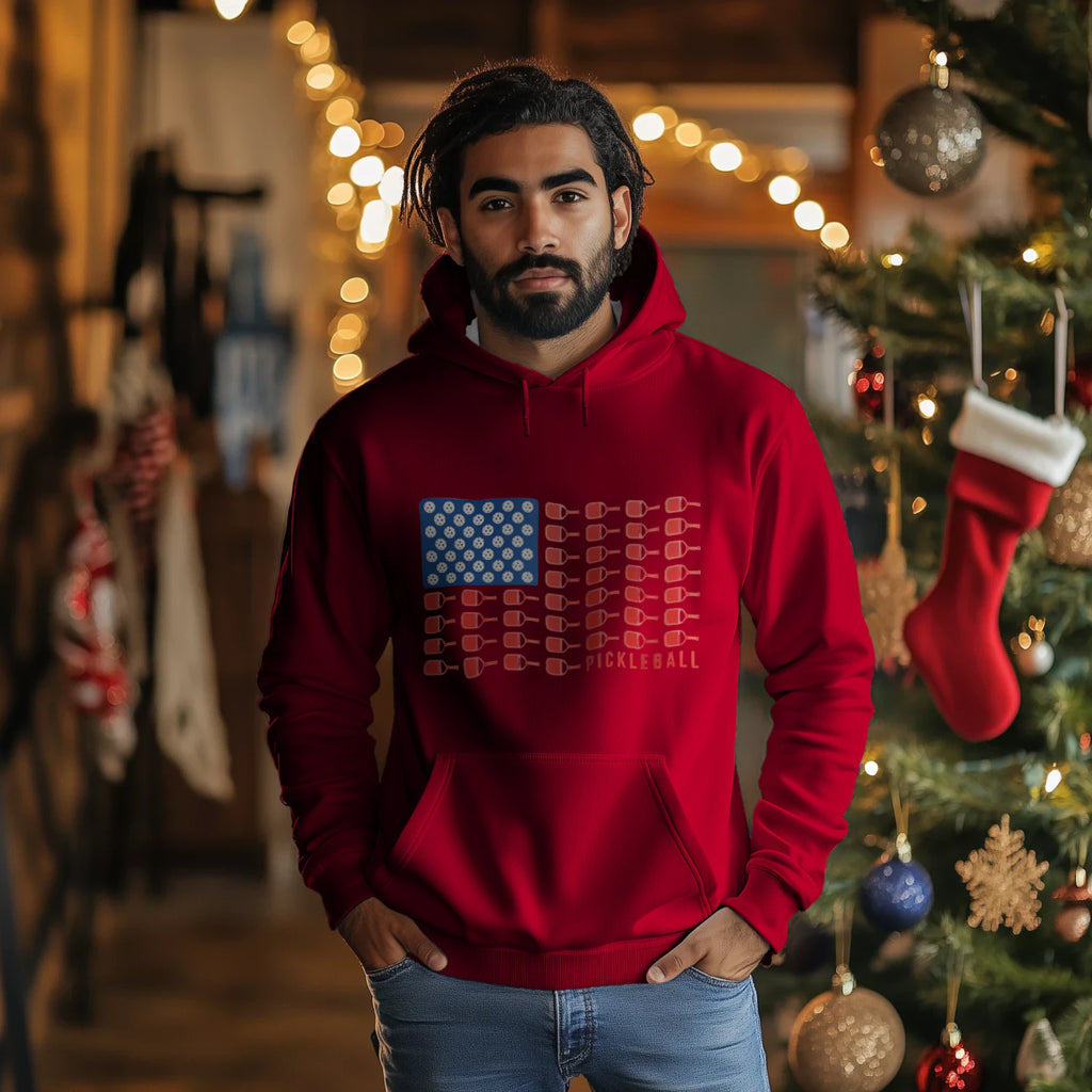 American Flag Pickleball Men’s Hoodie – Funny Gift
