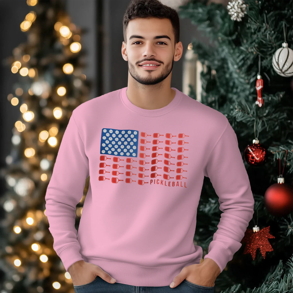 American Flag Pickleball Men’s Sweatshirt – Funny Gift