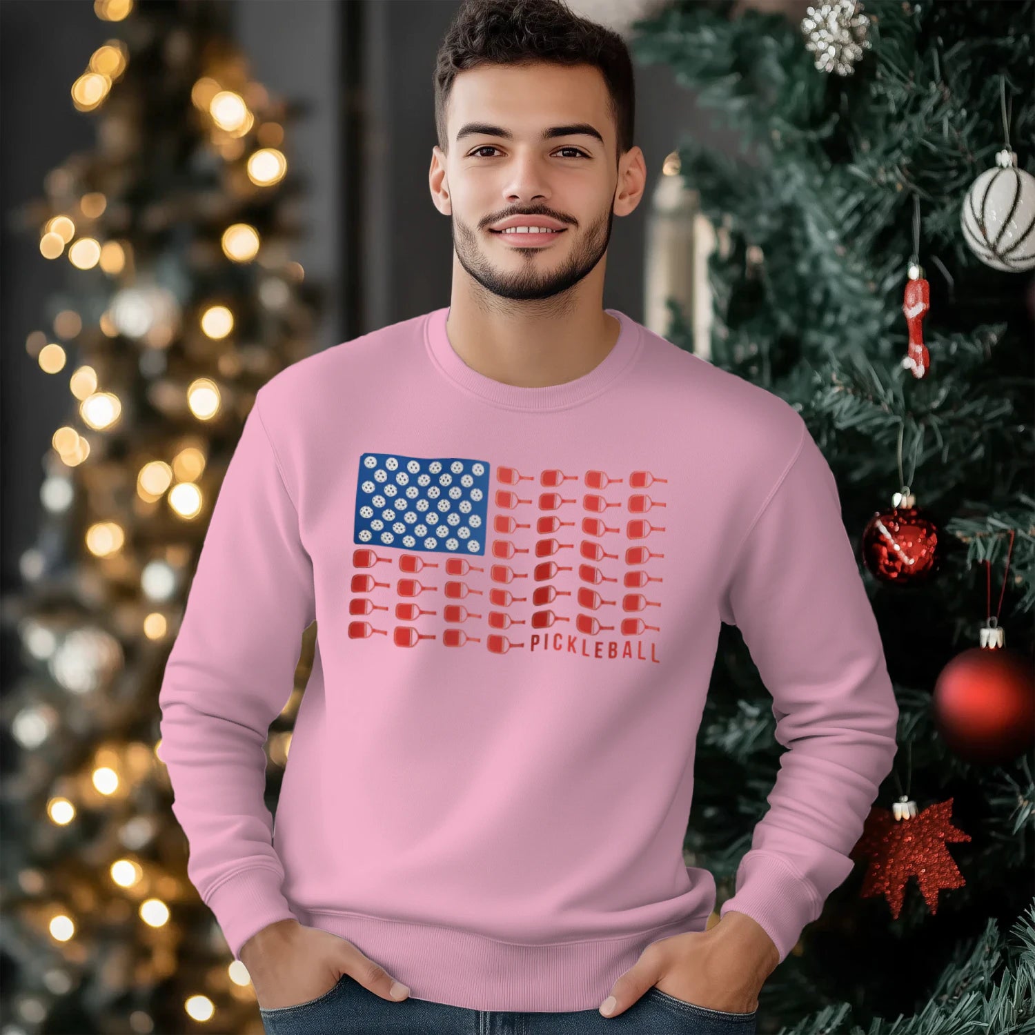 American Flag Pickleball Men’s Sweatshirt – Funny Gift