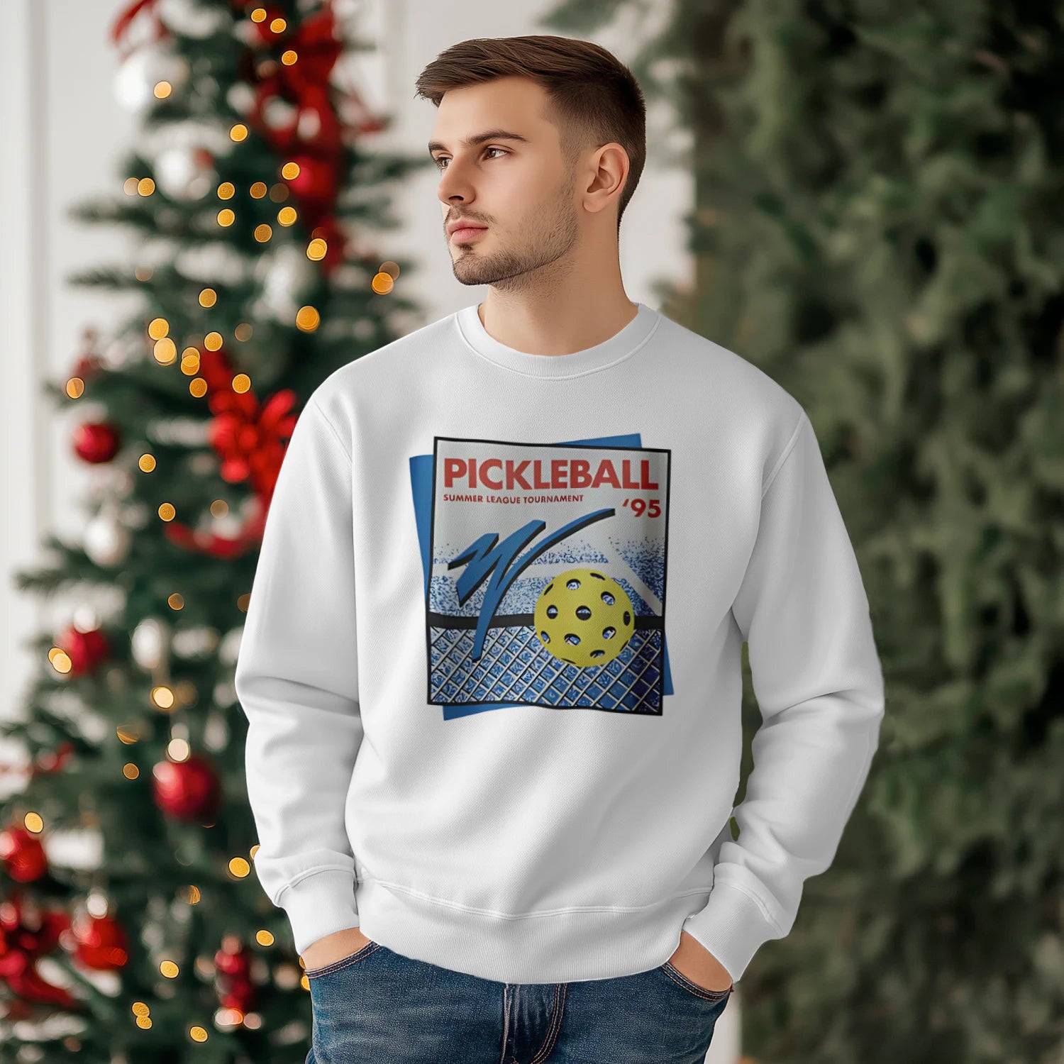 Retro Pickleball Court Men’s Sweatshirt – Funny Gift