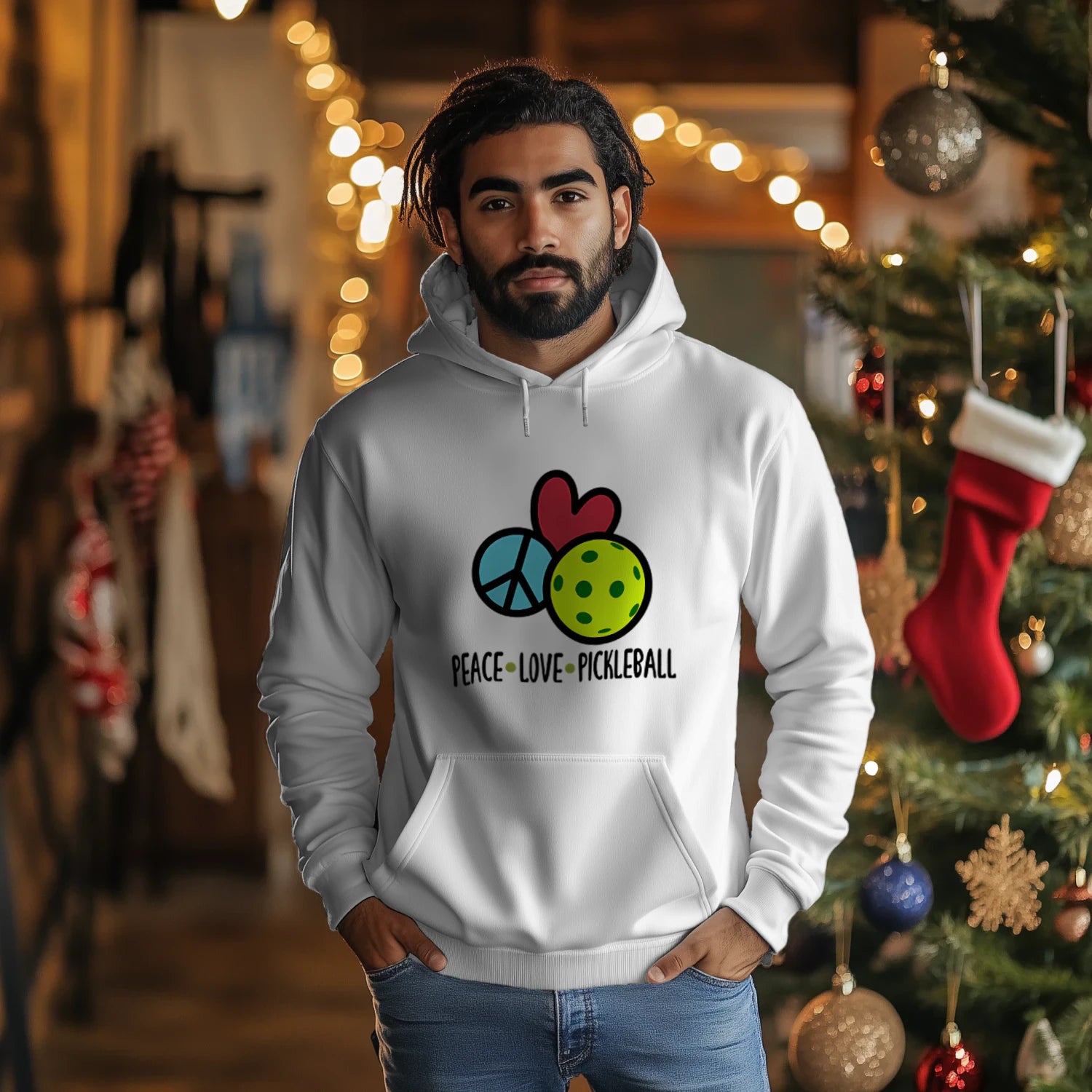Pickleball Christmas Ornaments Men’s Hoodie – Funny Gift