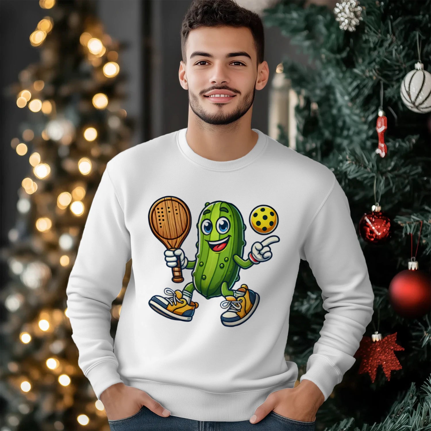 Funny Pickle Pickleball Player Cartoon Classic Men’s Sweatshirt – Funny Gift
