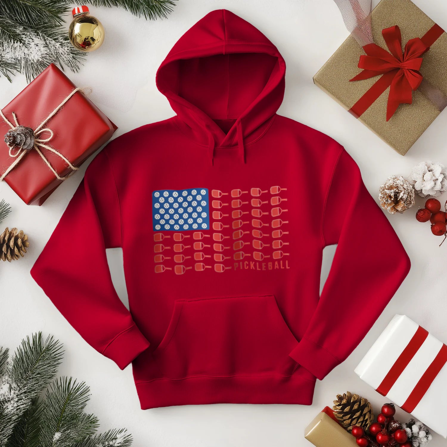 American Flag Pickleball Men’s Hoodie – Funny Gift