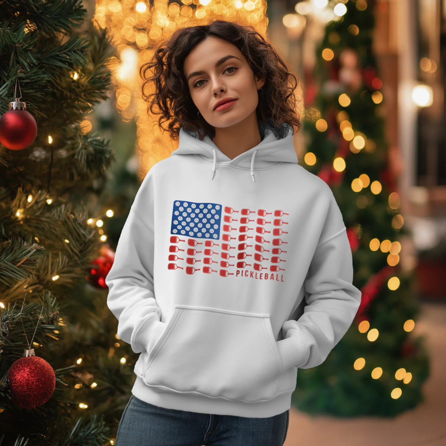 american flag pickleball Women’s Hoodie – Funny Gift