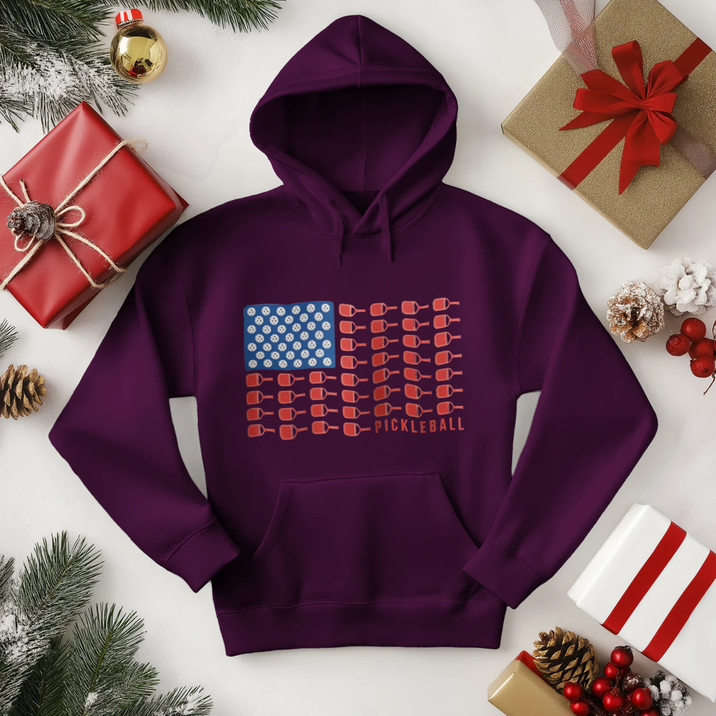 American Flag Pickleball Men’s Hoodie – Funny Gift