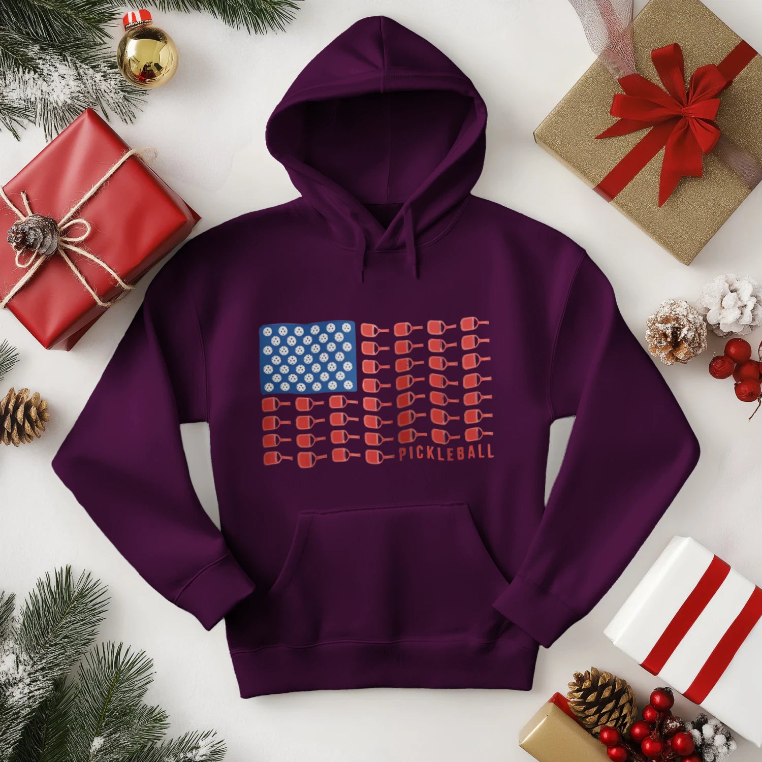 American Flag Pickleball Men’s Hoodie – Funny Gift