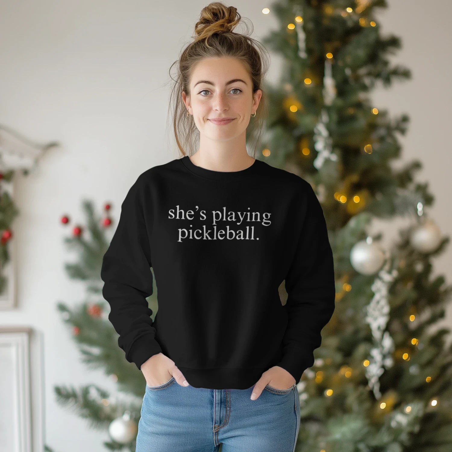 she s playing pickleball Women’s Sweatshirt – Funny Gift