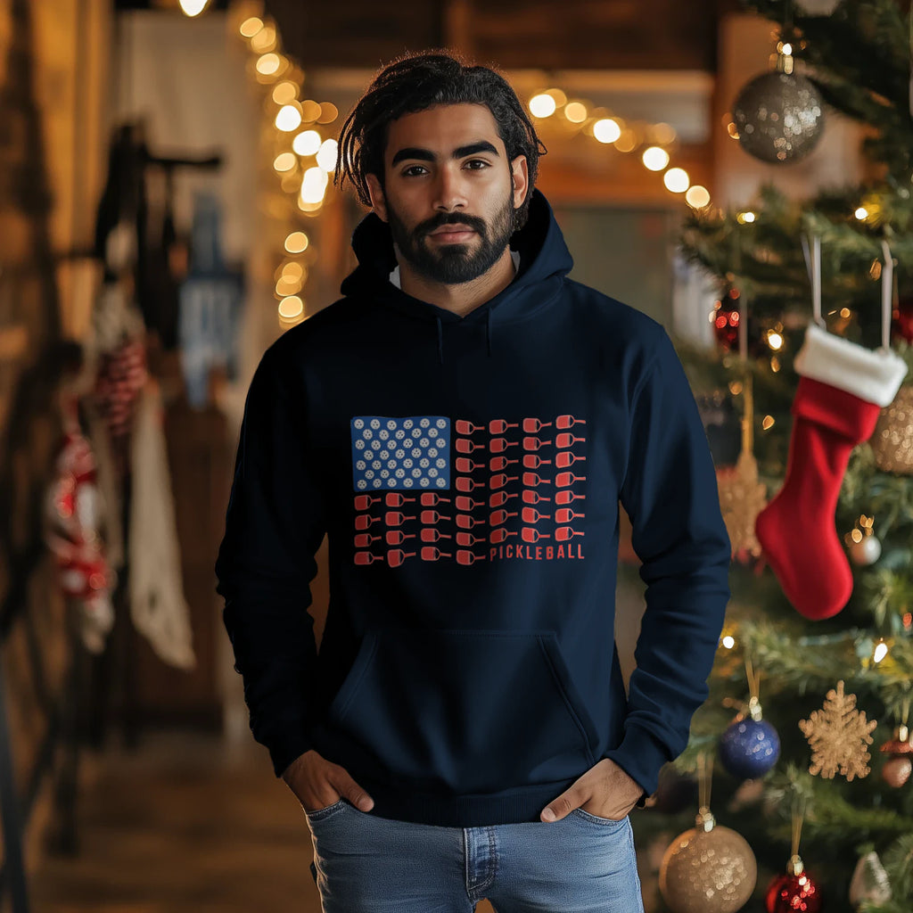 American Flag Pickleball Men’s Hoodie – Funny Gift