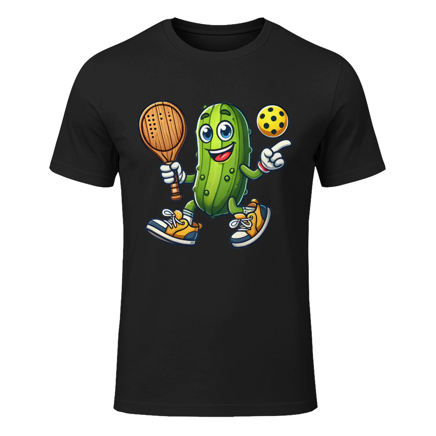 Funny Pickle Pickleball Player Cartoon T-Shirt – Funny Gift