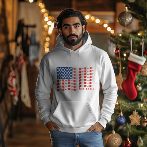 American Flag Pickleball Men’s Hoodie – Funny Gift