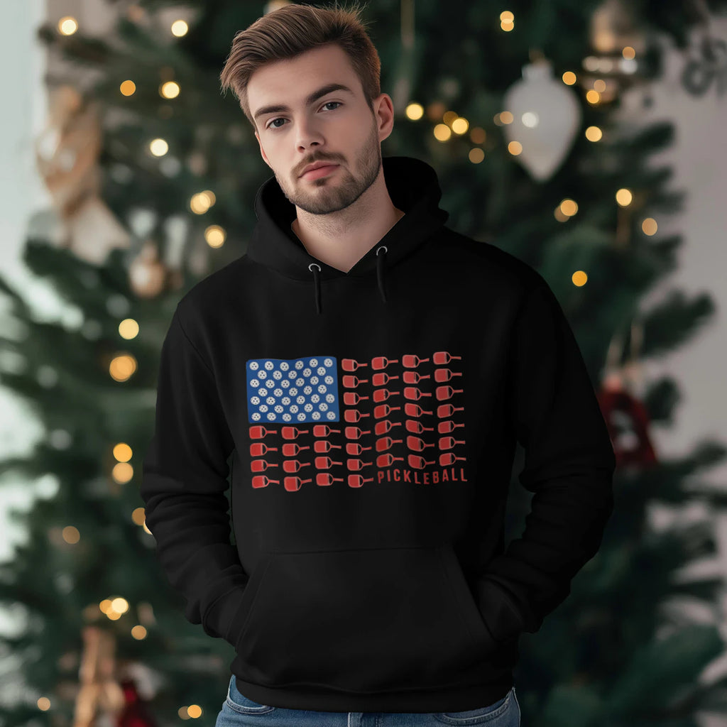 American Flag Pickleball Men’s Hoodie – Funny Gift