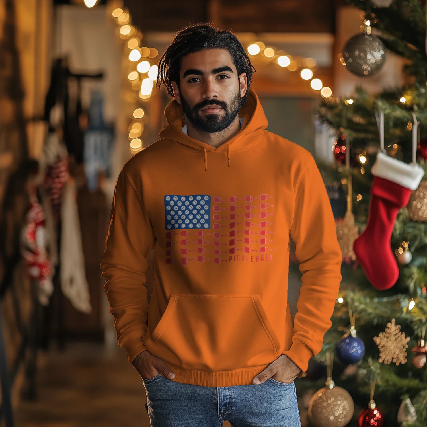 American Flag Pickleball Men’s Hoodie – Funny Gift