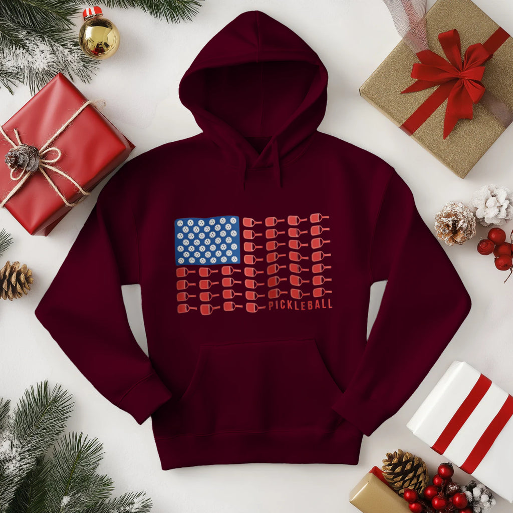 American Flag Pickleball Men’s Hoodie – Funny Gift