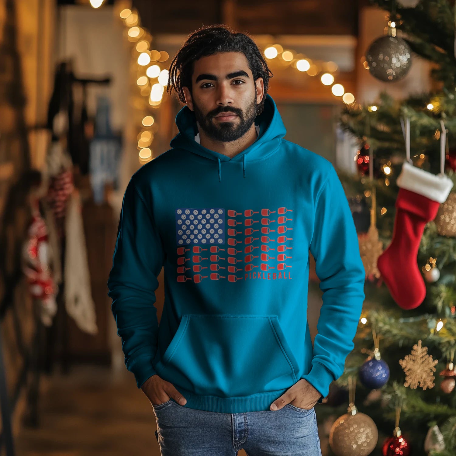 American Flag Pickleball Men’s Hoodie – Funny Gift