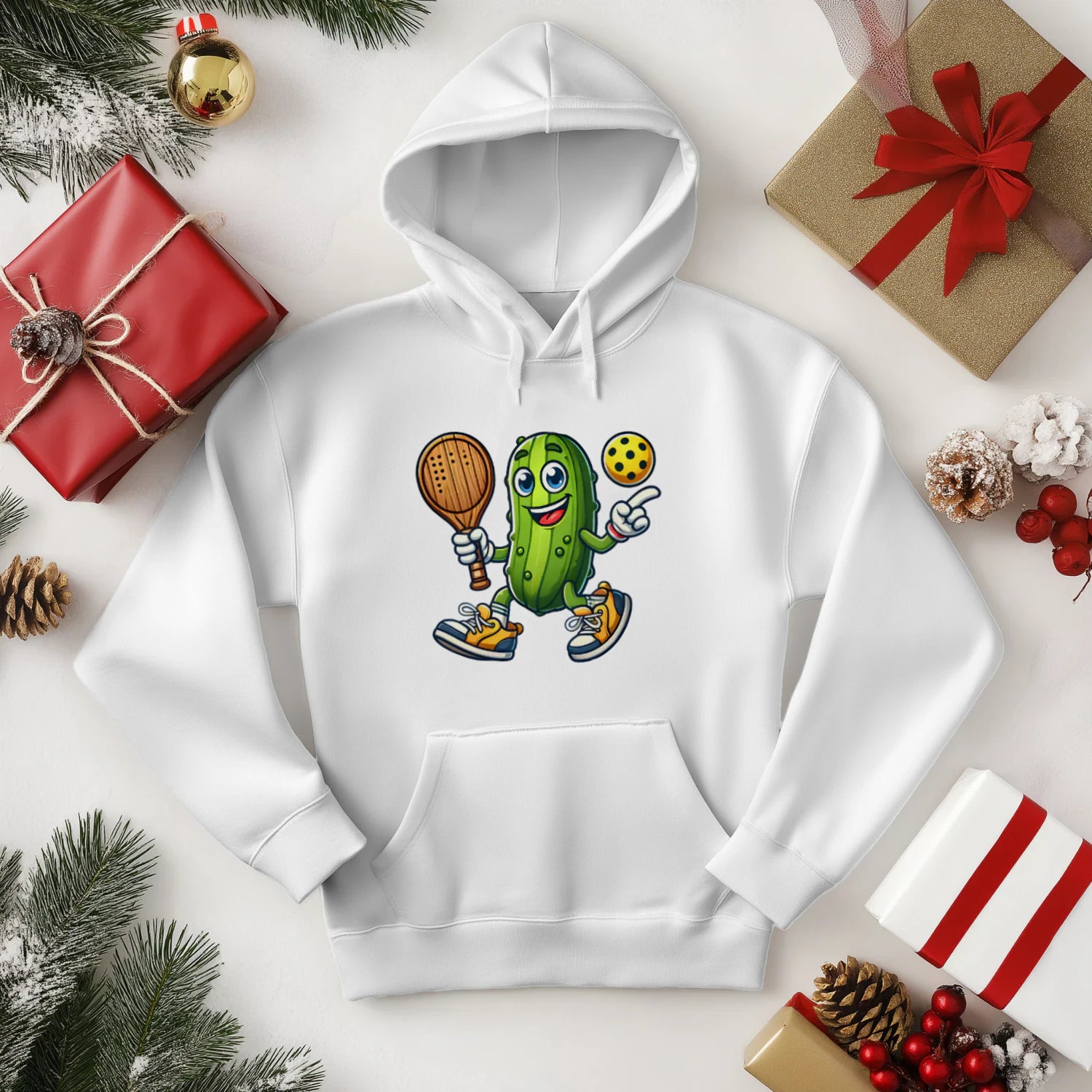 funny pickle pickleball player cartoon Women’s Hoodie – Funny Gift