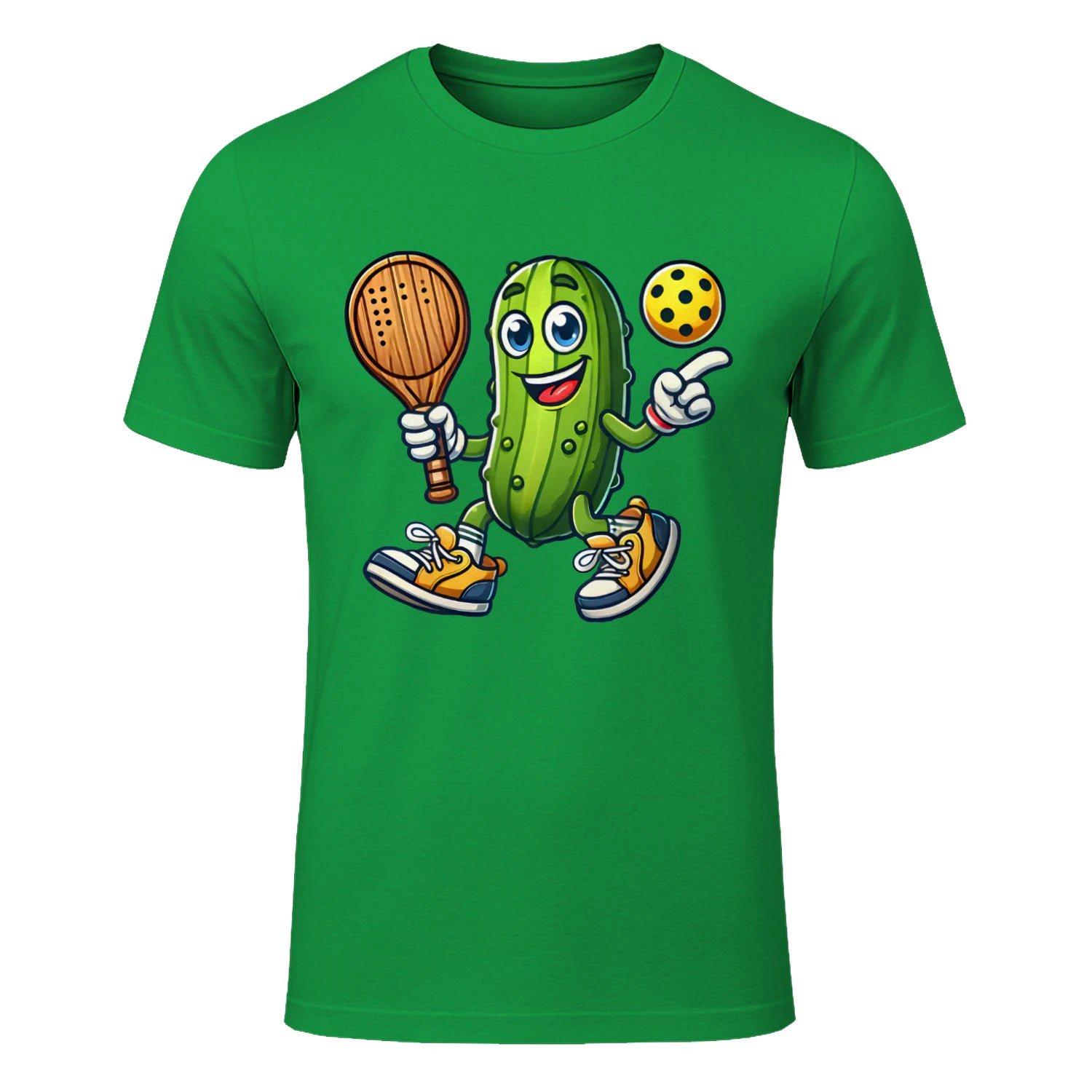 Funny Pickle Pickleball Player Cartoon T-Shirt – Funny Gift