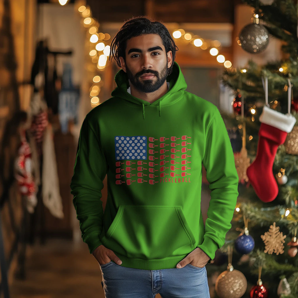 American Flag Pickleball Men’s Hoodie – Funny Gift