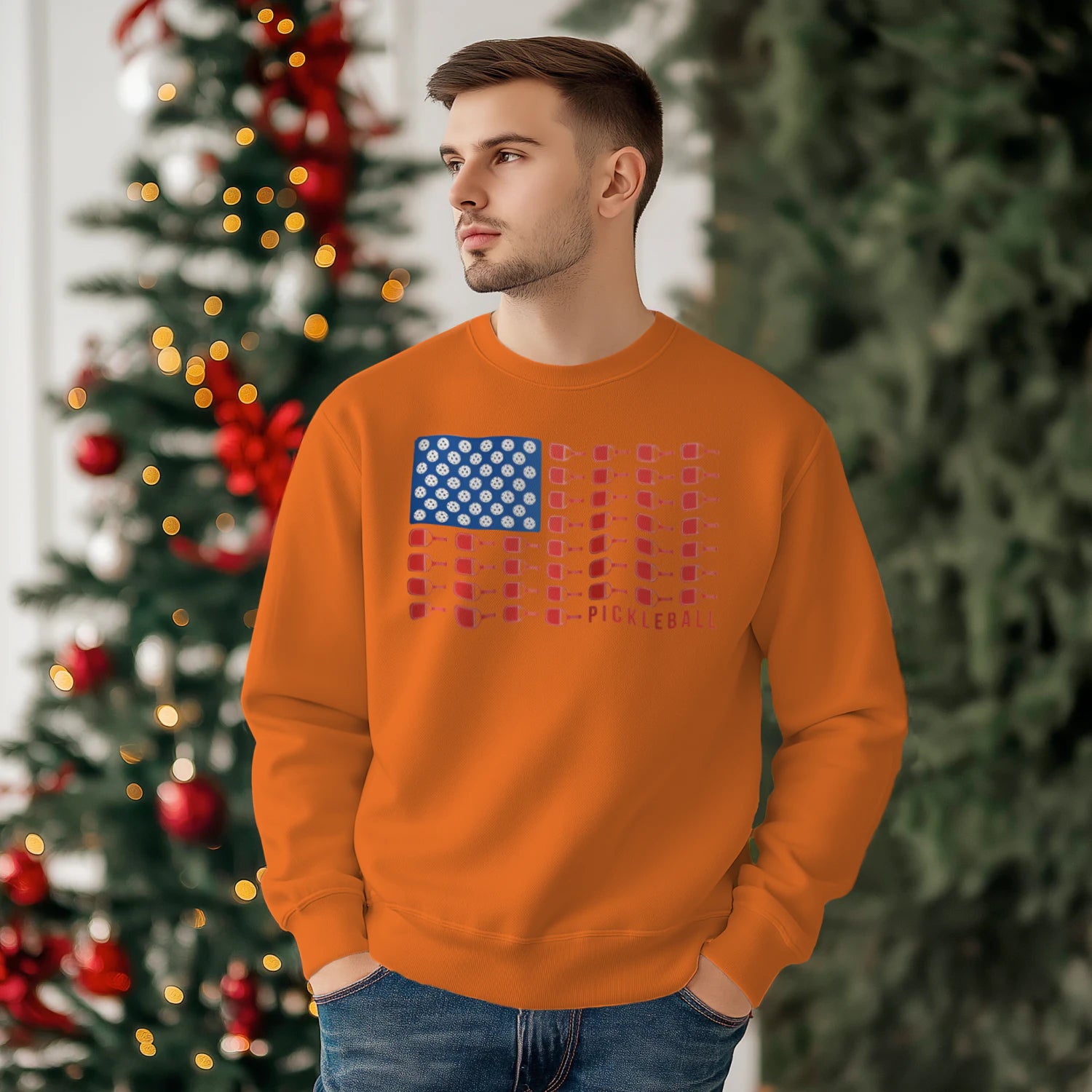 American Flag Pickleball Men’s Sweatshirt – Funny Gift