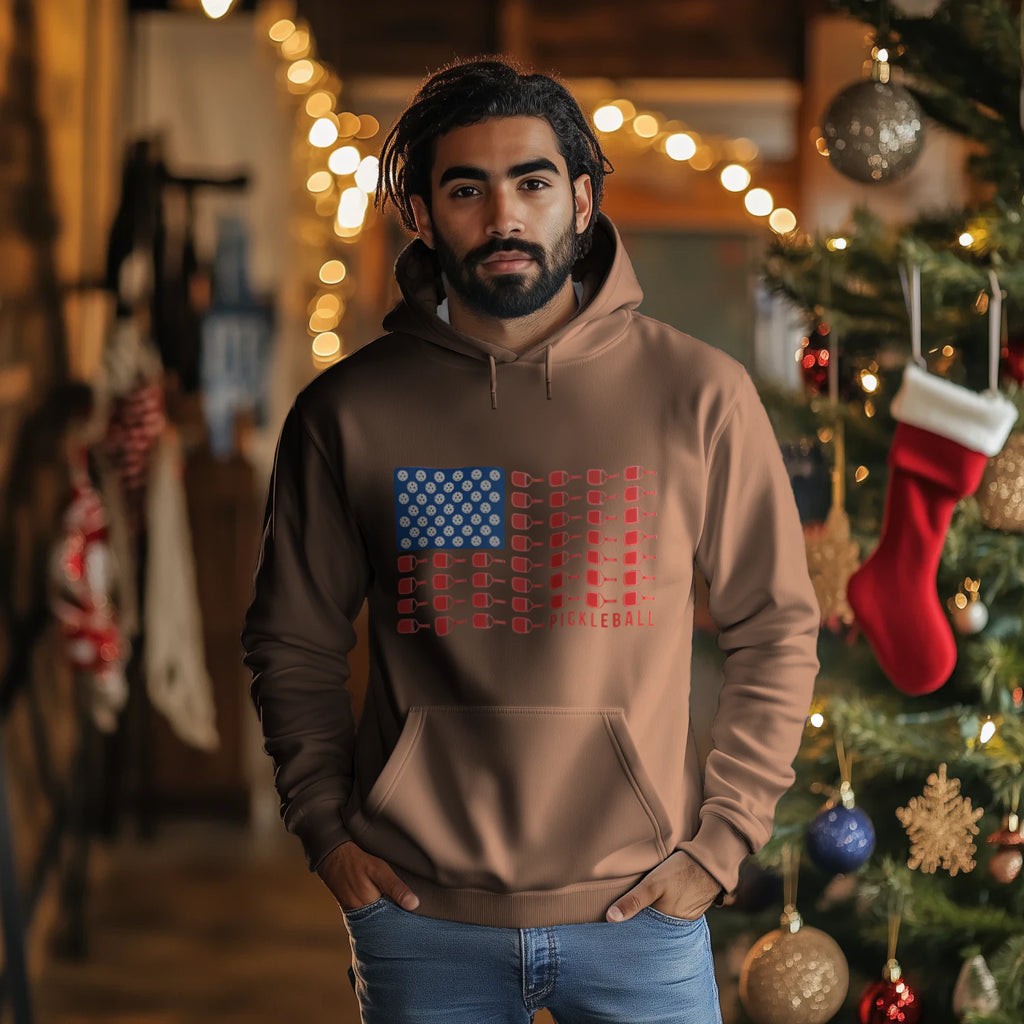 American Flag Pickleball Men’s Hoodie – Funny Gift