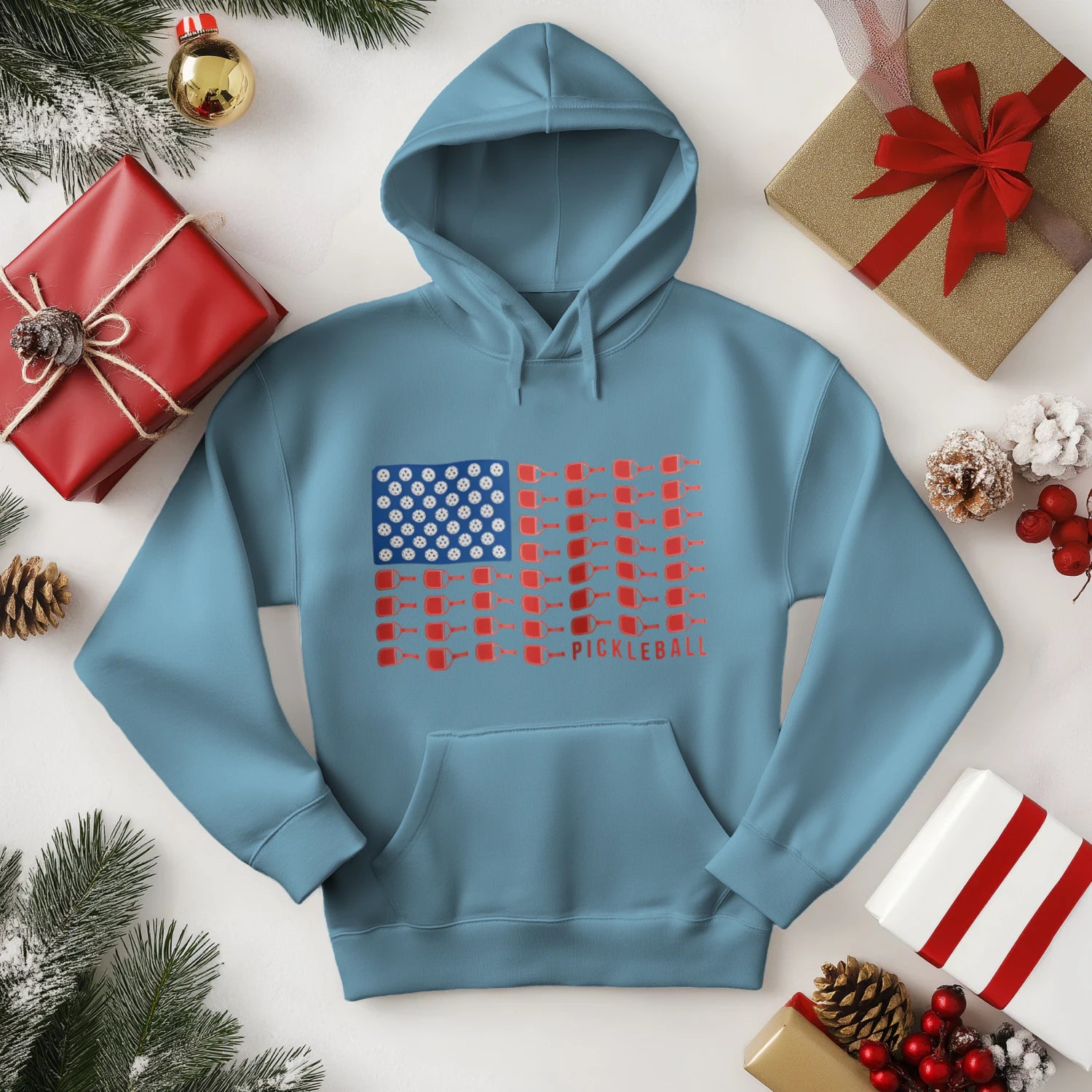 American Flag Pickleball Men’s Hoodie – Funny Gift