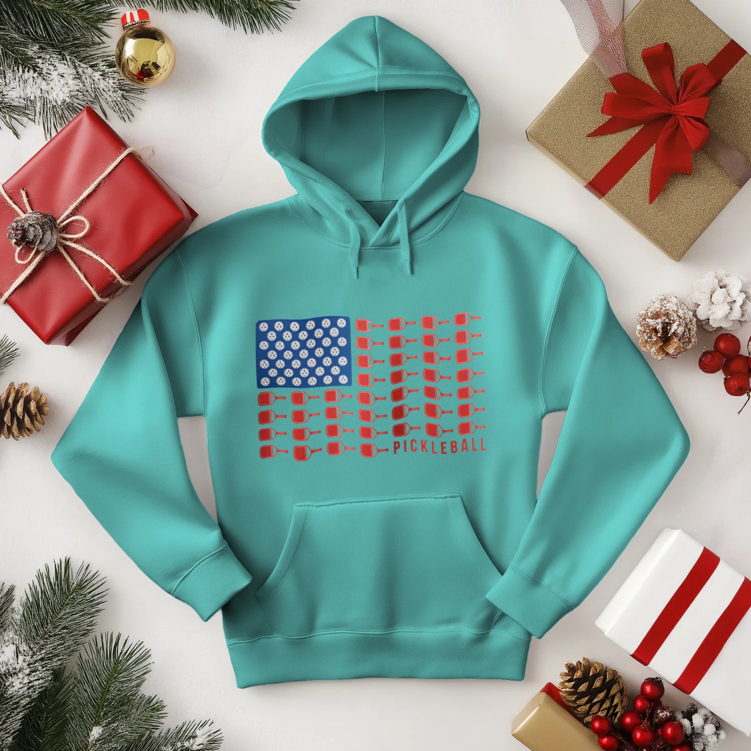 American Flag Pickleball Men’s Hoodie – Funny Gift