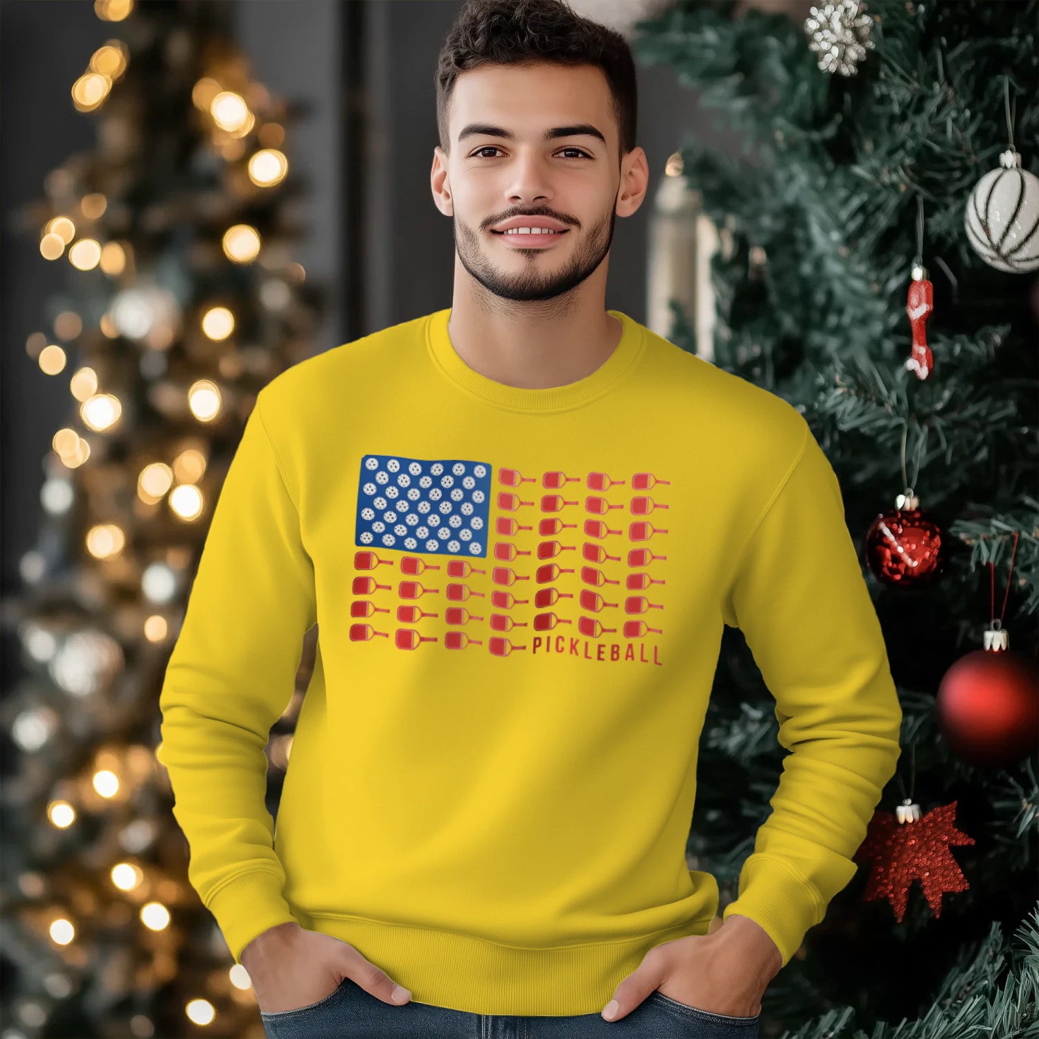 American Flag Pickleball Men’s Sweatshirt – Funny Gift