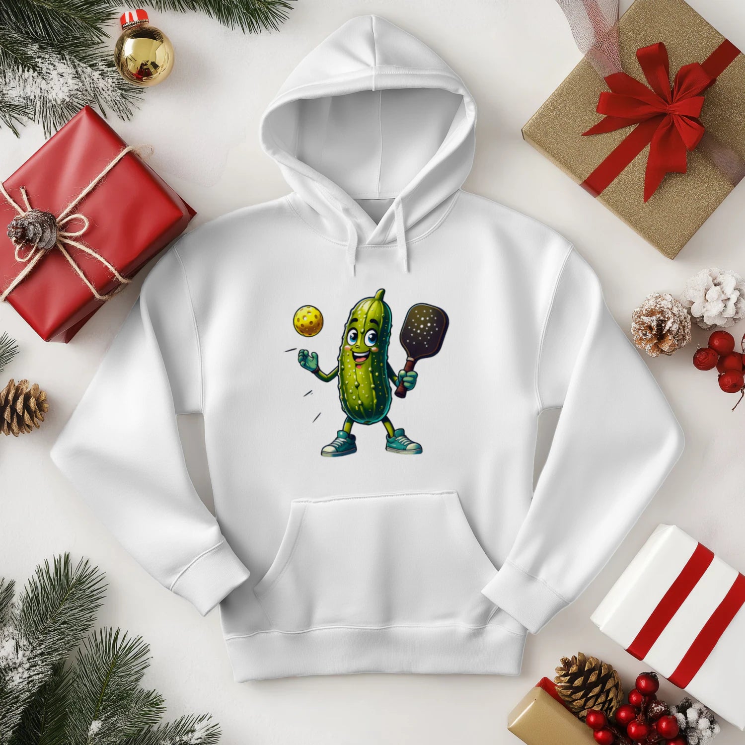 funny pickle pickleball player cartoon Women’s Hoodie – Funny Gift