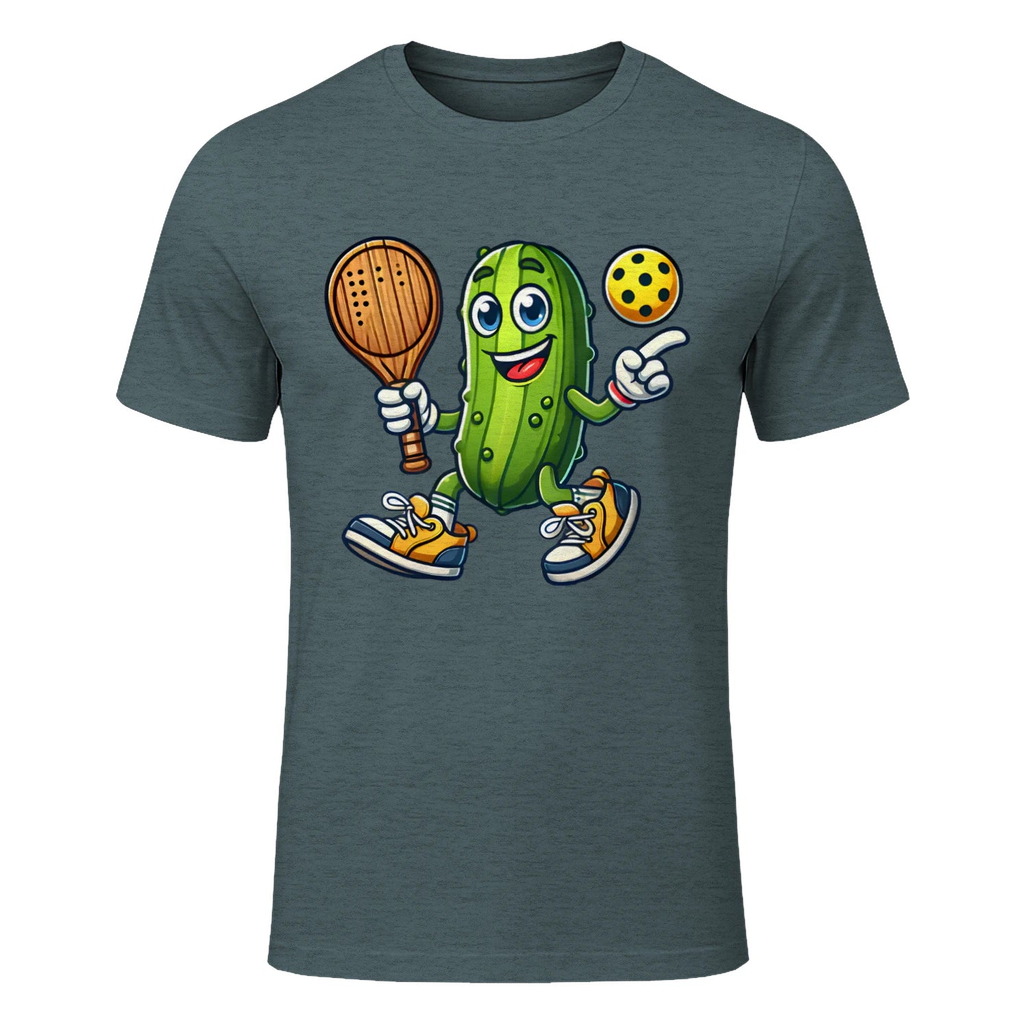 Funny Pickle Pickleball Player Cartoon T-Shirt – Funny Gift