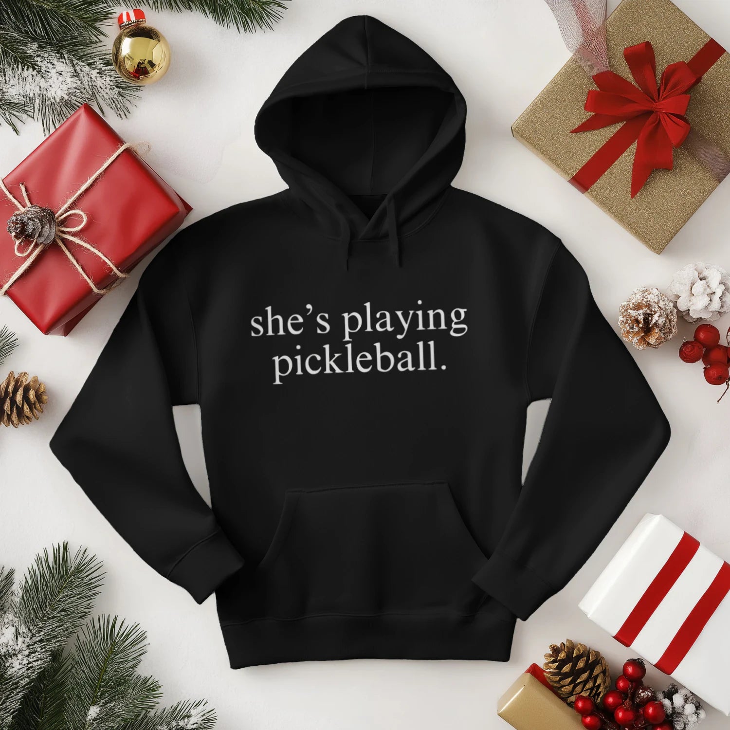 She’s Playing Pickleball Men’s Hoodie – Funny Gift