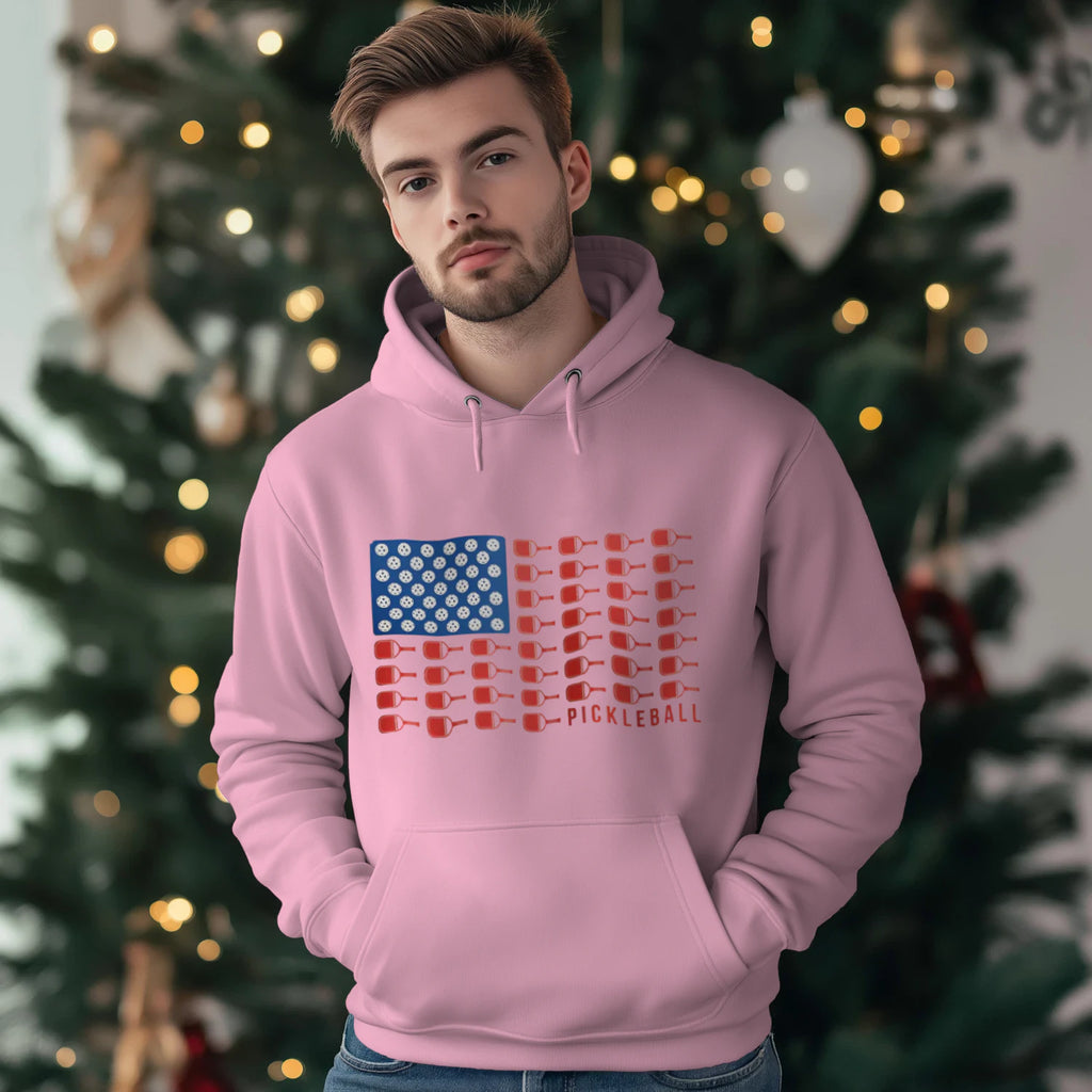 American Flag Pickleball Men’s Hoodie – Funny Gift