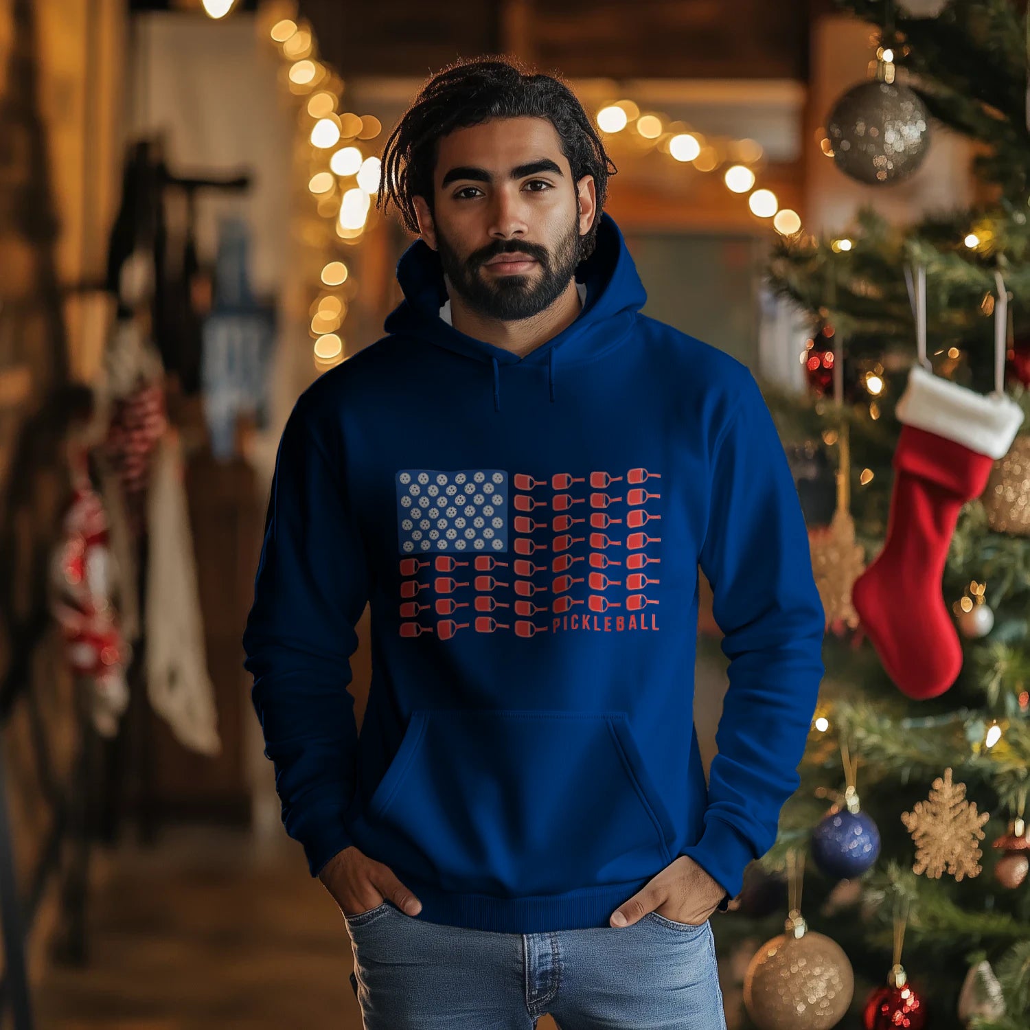 American Flag Pickleball Men’s Hoodie – Funny Gift