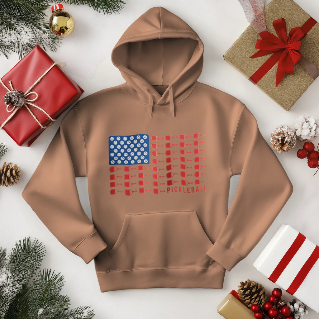 American Flag Pickleball Men’s Hoodie – Funny Gift