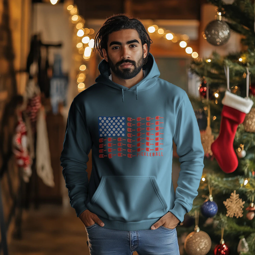 American Flag Pickleball Men’s Hoodie – Funny Gift