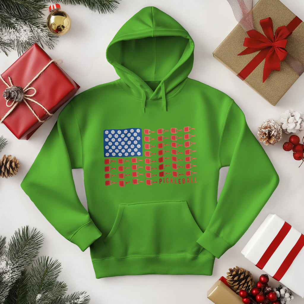 American Flag Pickleball Men’s Hoodie – Funny Gift