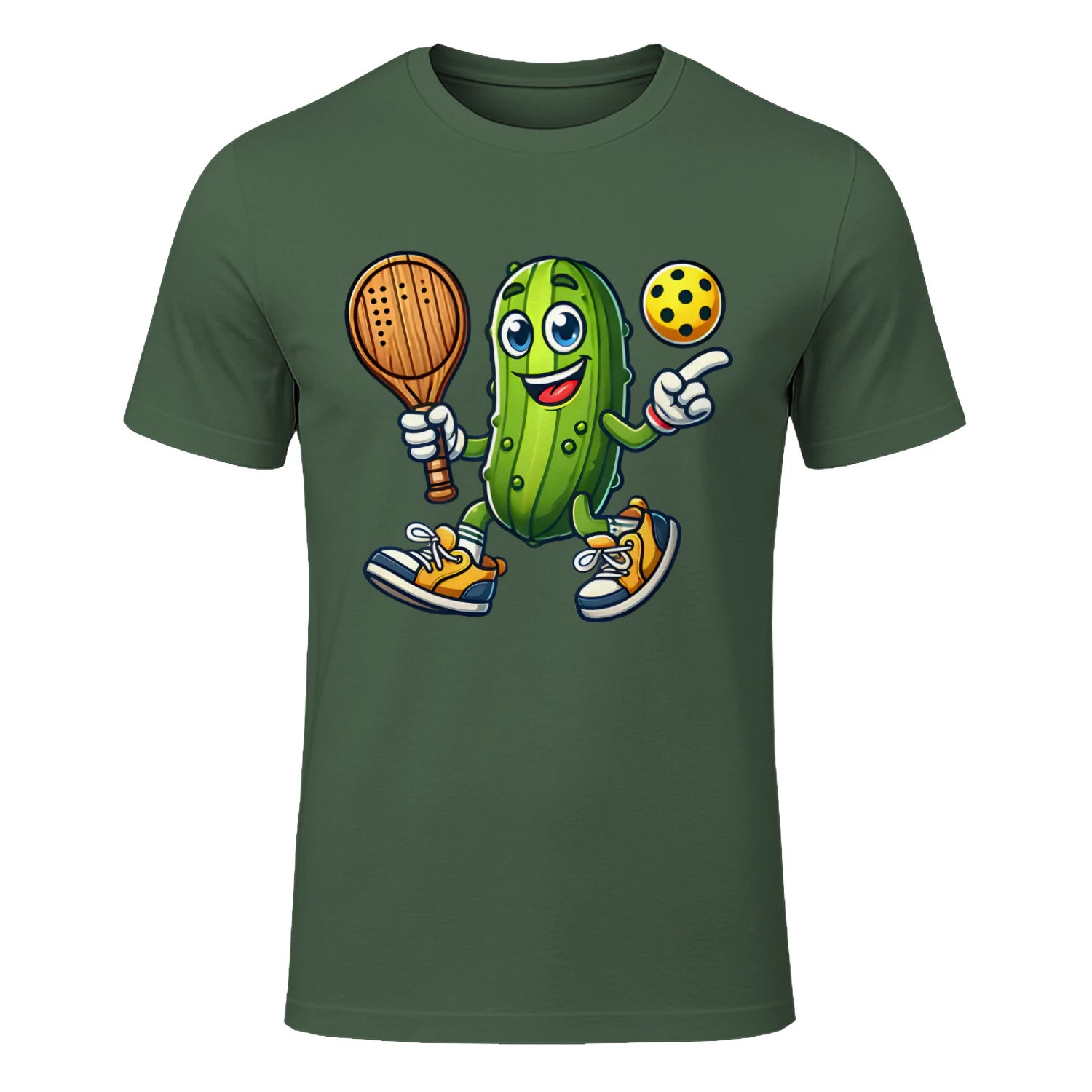 Funny Pickle Pickleball Player Cartoon T-Shirt – Funny Gift