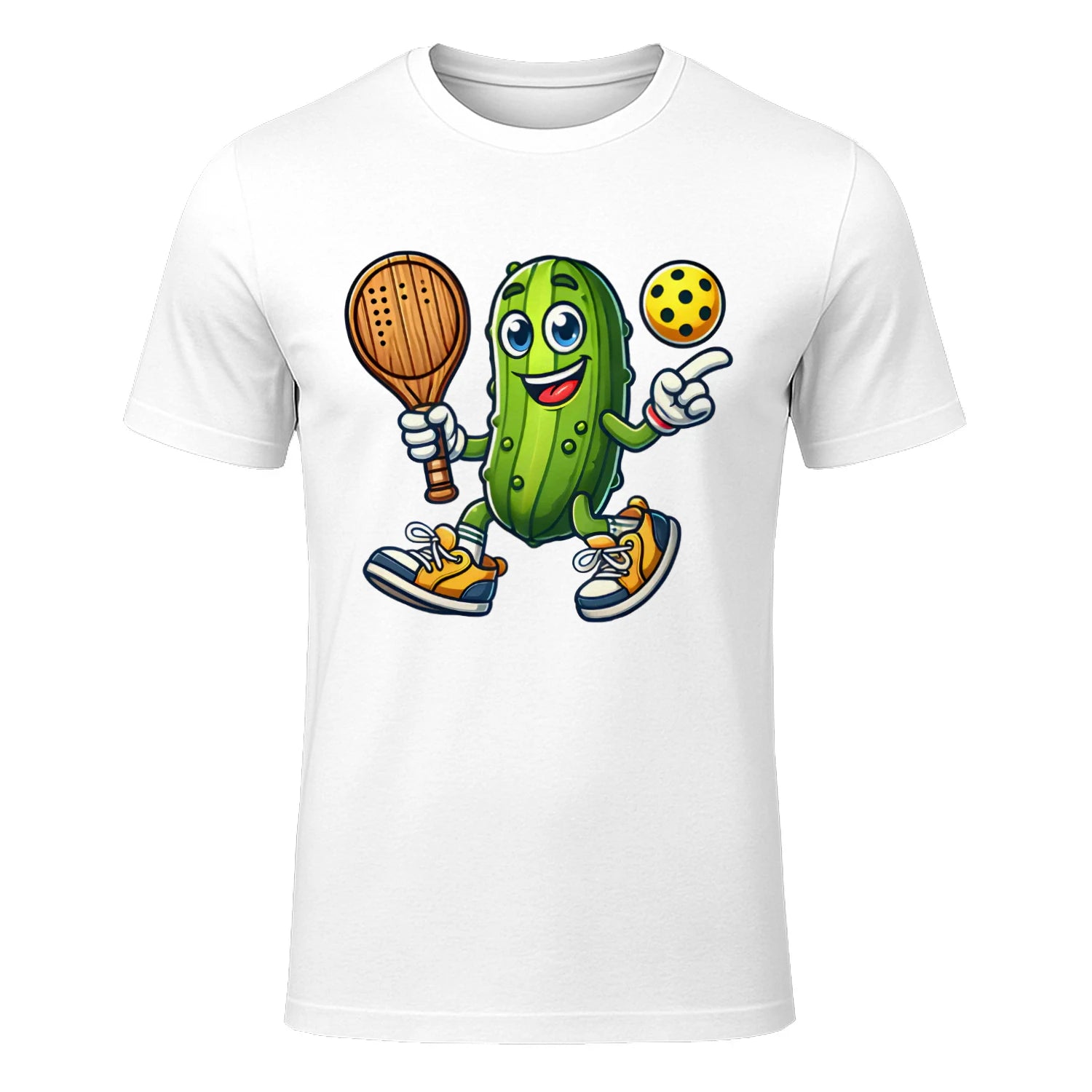 Funny Pickle Pickleball Player Cartoon T-Shirt – Funny Gift