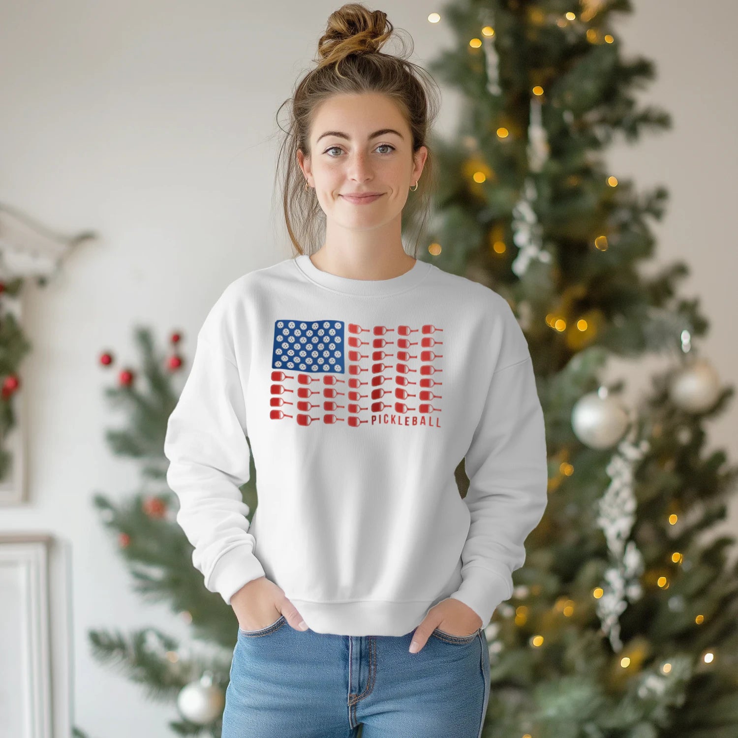 american flag pickleball Women’s Sweatshirt – Funny Gift