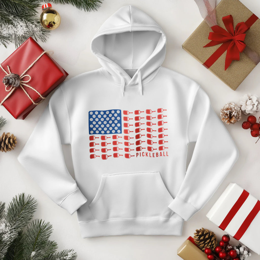 American Flag Pickleball Men’s Hoodie – Funny Gift