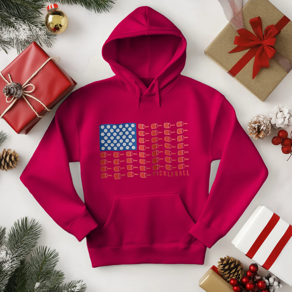 American Flag Pickleball Men’s Hoodie – Funny Gift