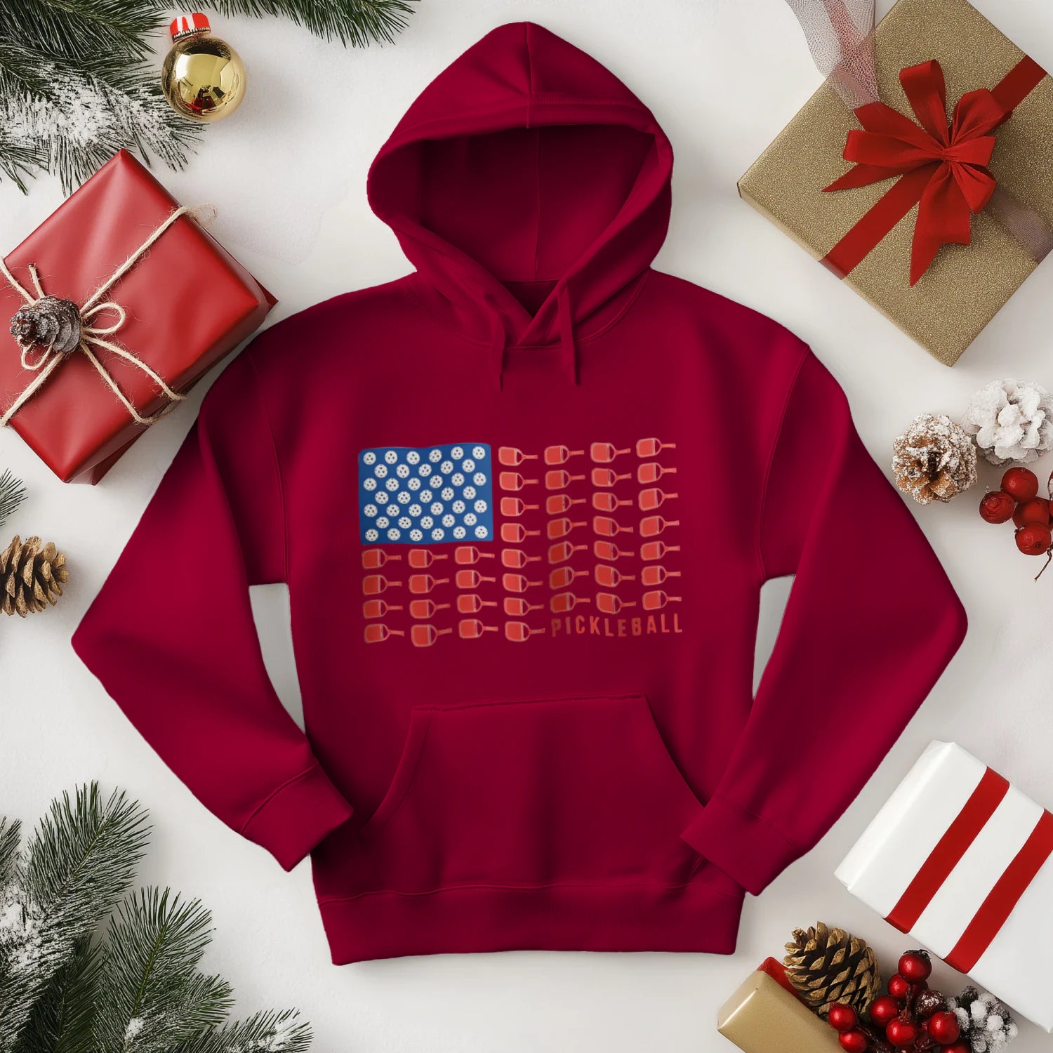 American Flag Pickleball Men’s Hoodie – Funny Gift