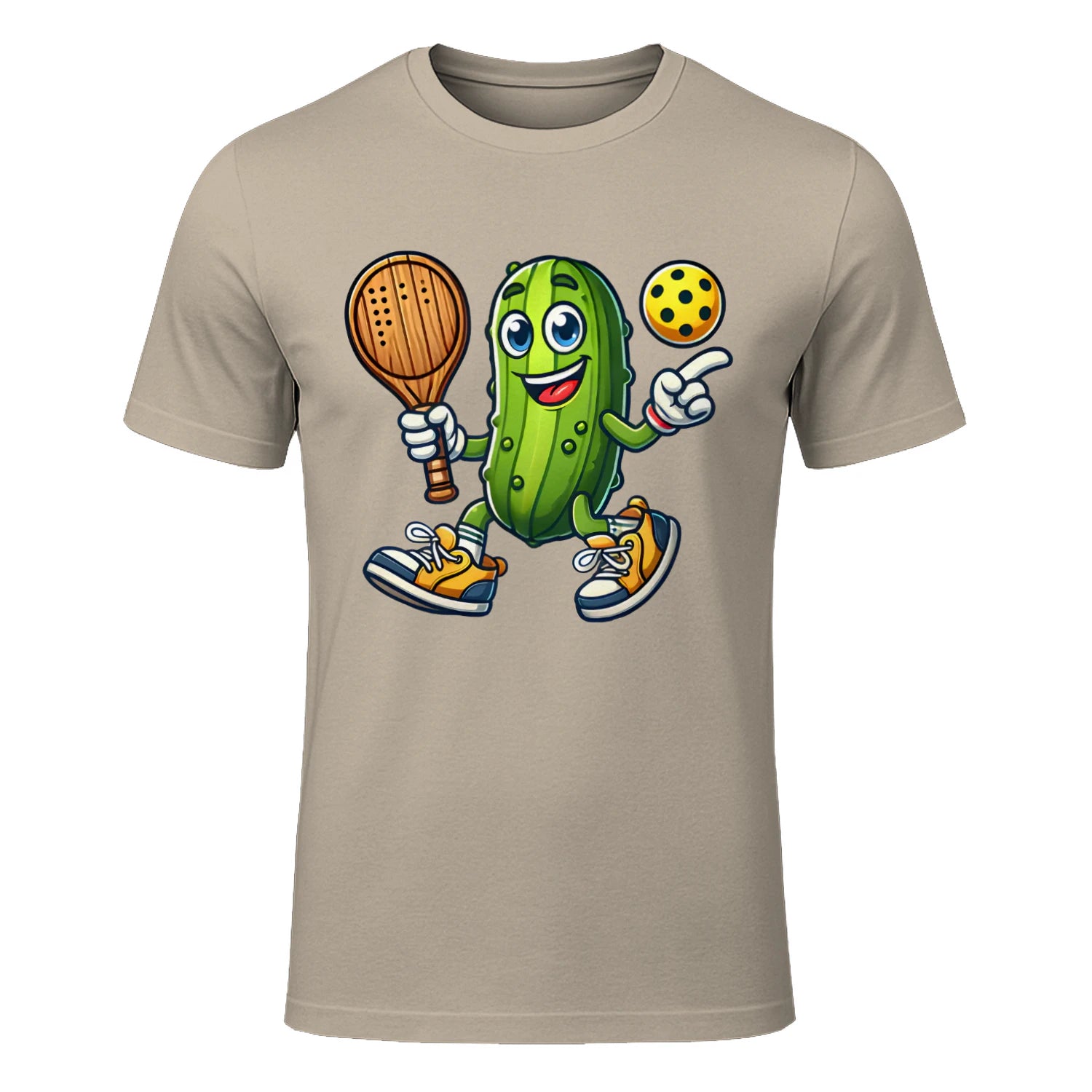 Funny Pickle Pickleball Player Cartoon T-Shirt – Funny Gift