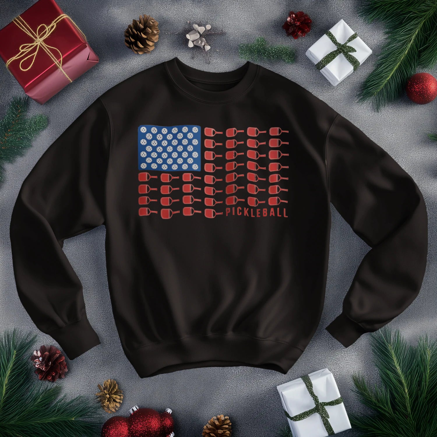 American Flag Pickleball Men’s Sweatshirt – Funny Gift