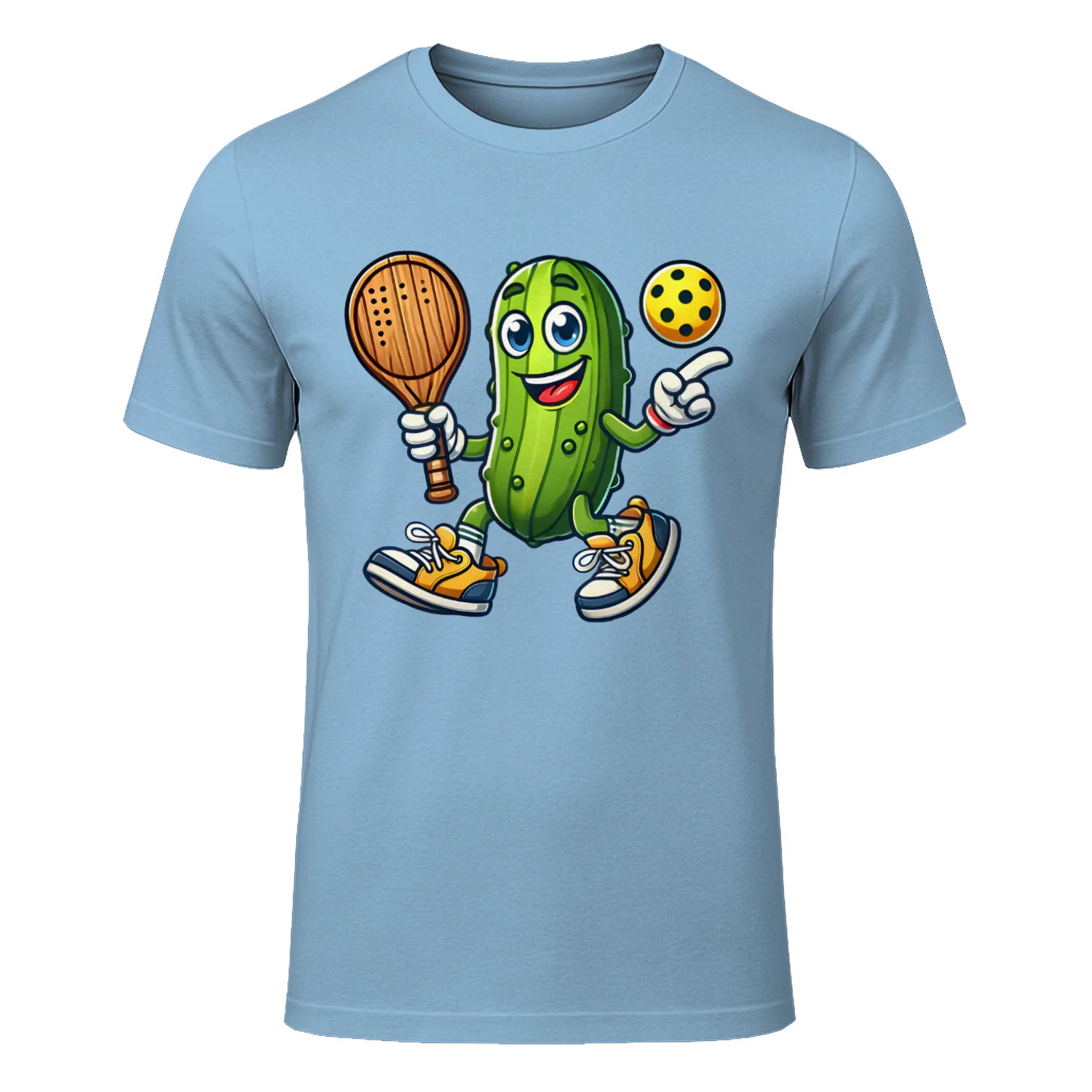 Funny Pickle Pickleball Player Cartoon T-Shirt – Funny Gift