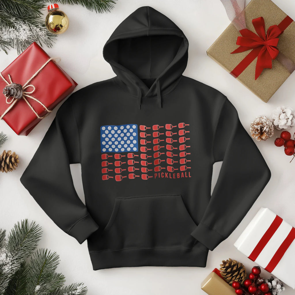 American Flag Pickleball Men’s Hoodie – Funny Gift