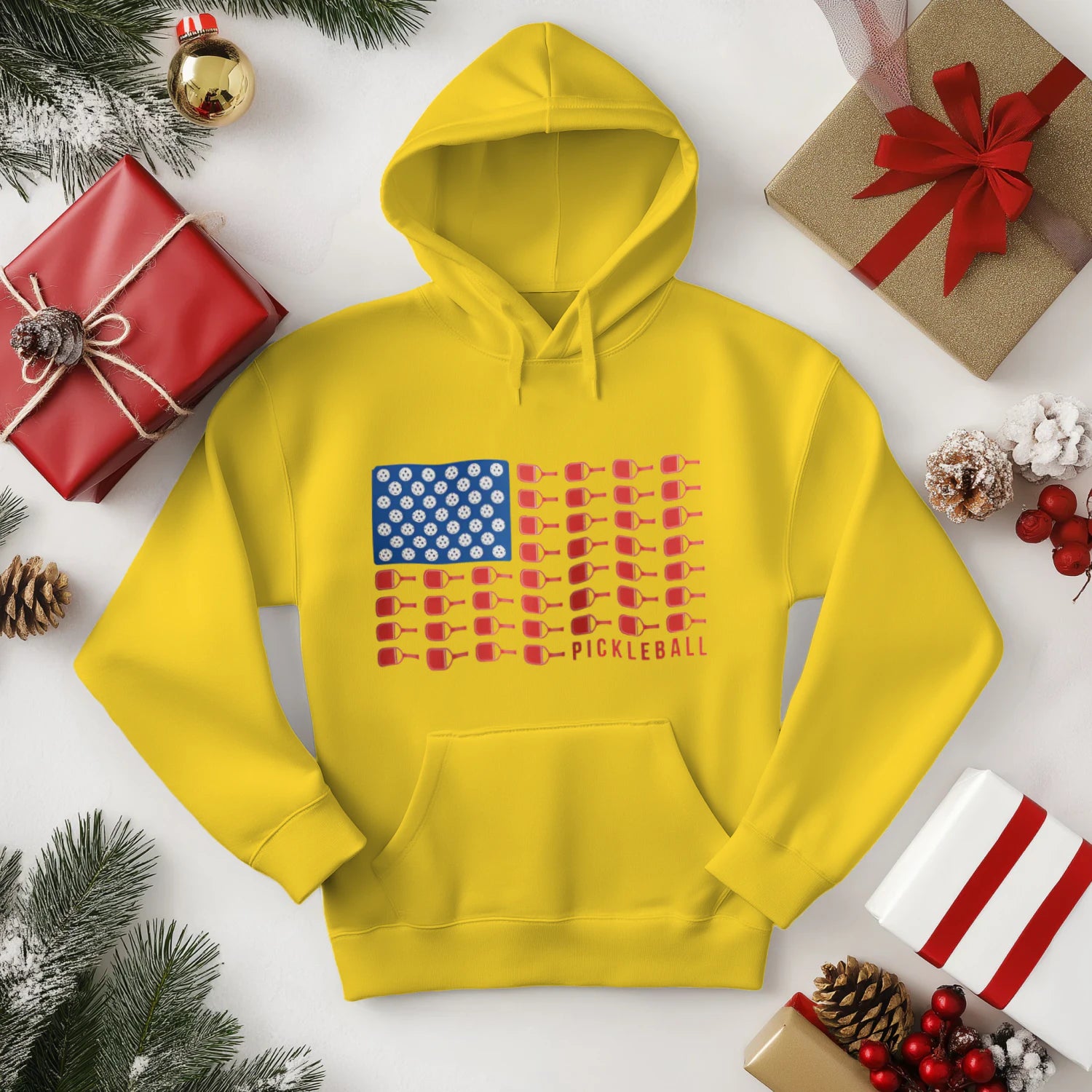American Flag Pickleball Men’s Hoodie – Funny Gift