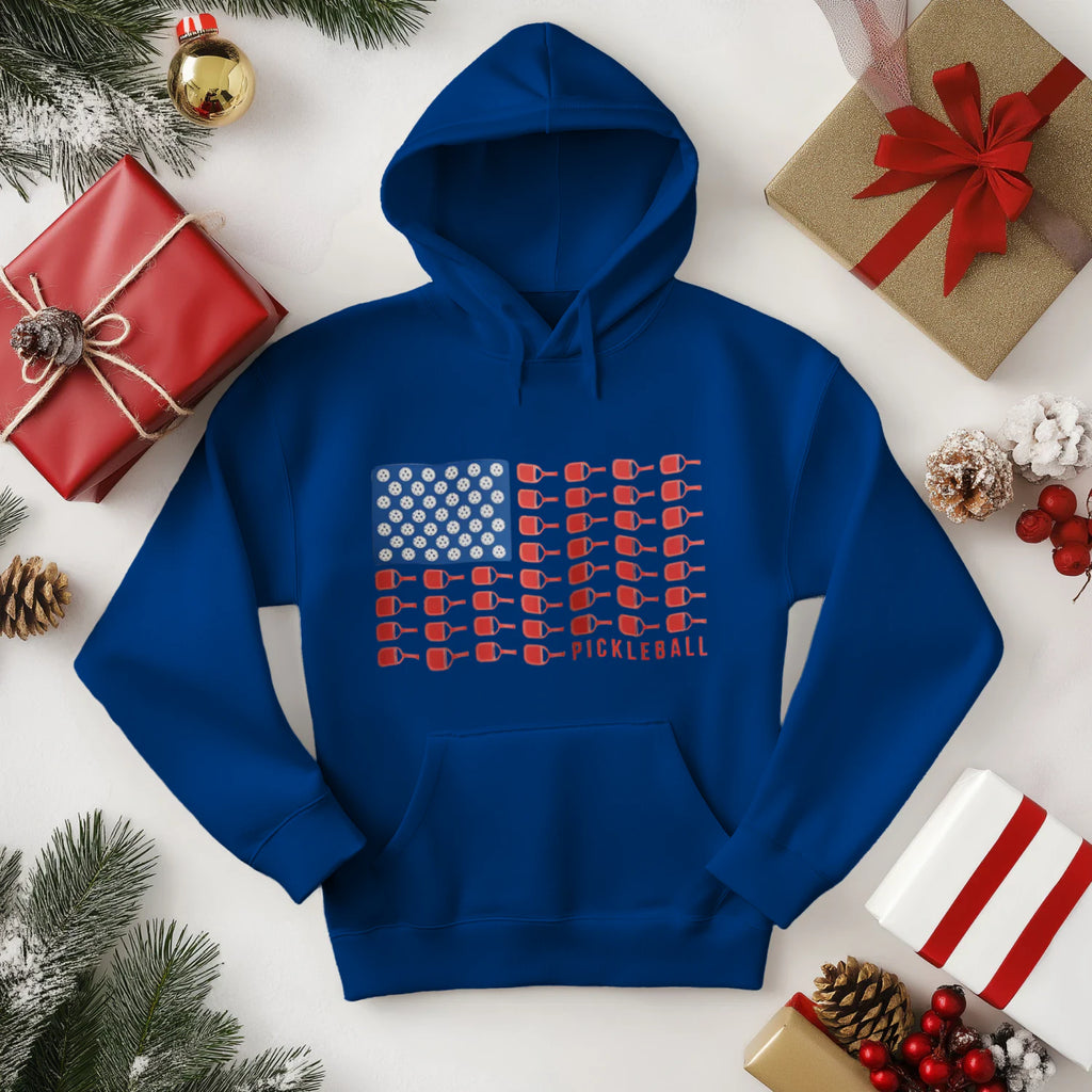 American Flag Pickleball Men’s Hoodie – Funny Gift