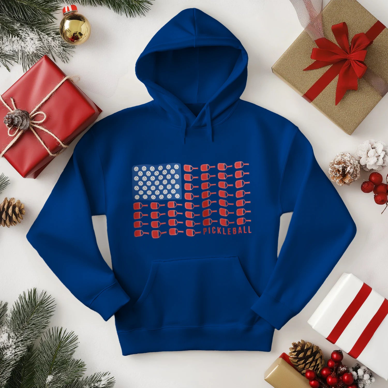 American Flag Pickleball Men’s Hoodie – Funny Gift