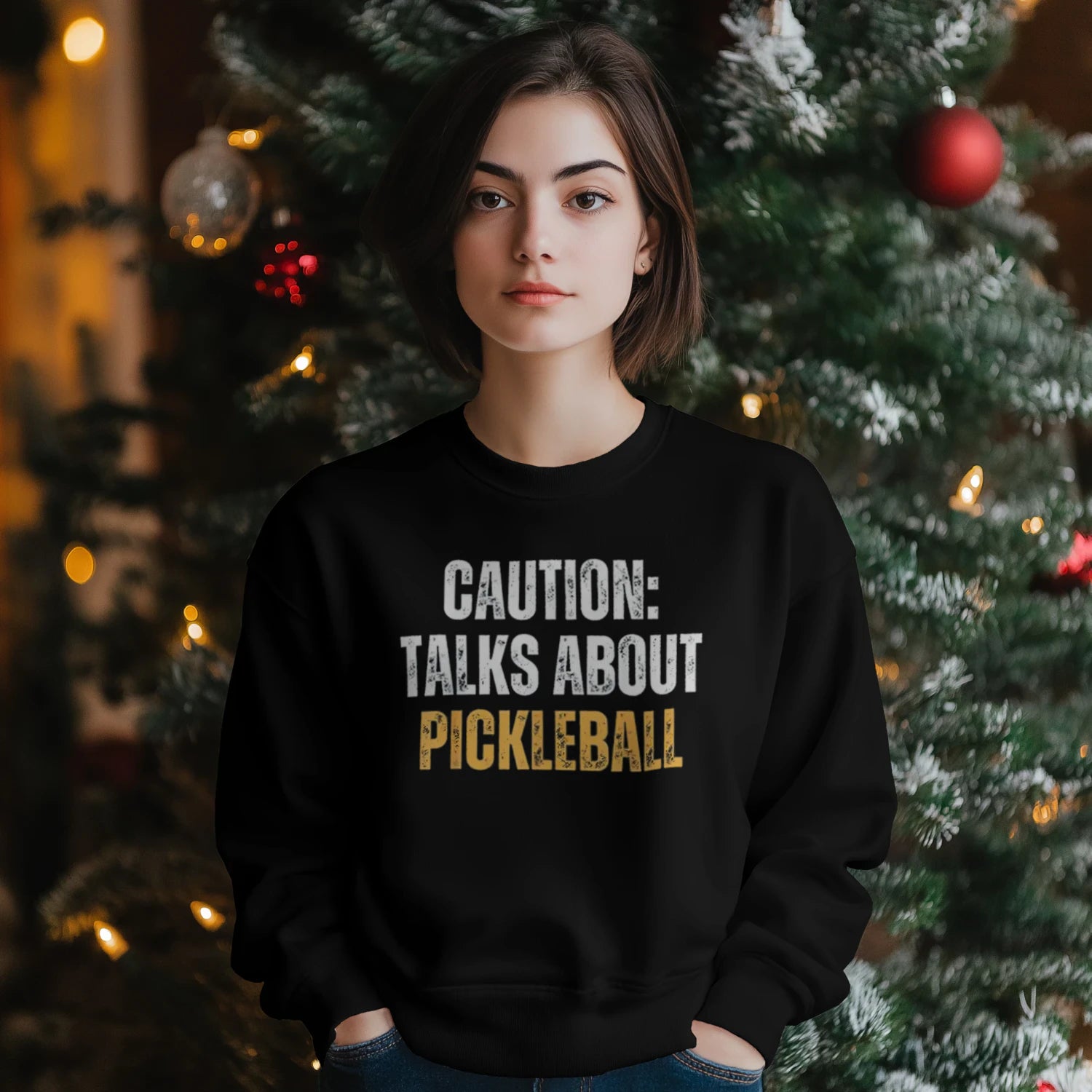 caution talks about pickleball Women’s Sweatshirt – Funny Gift