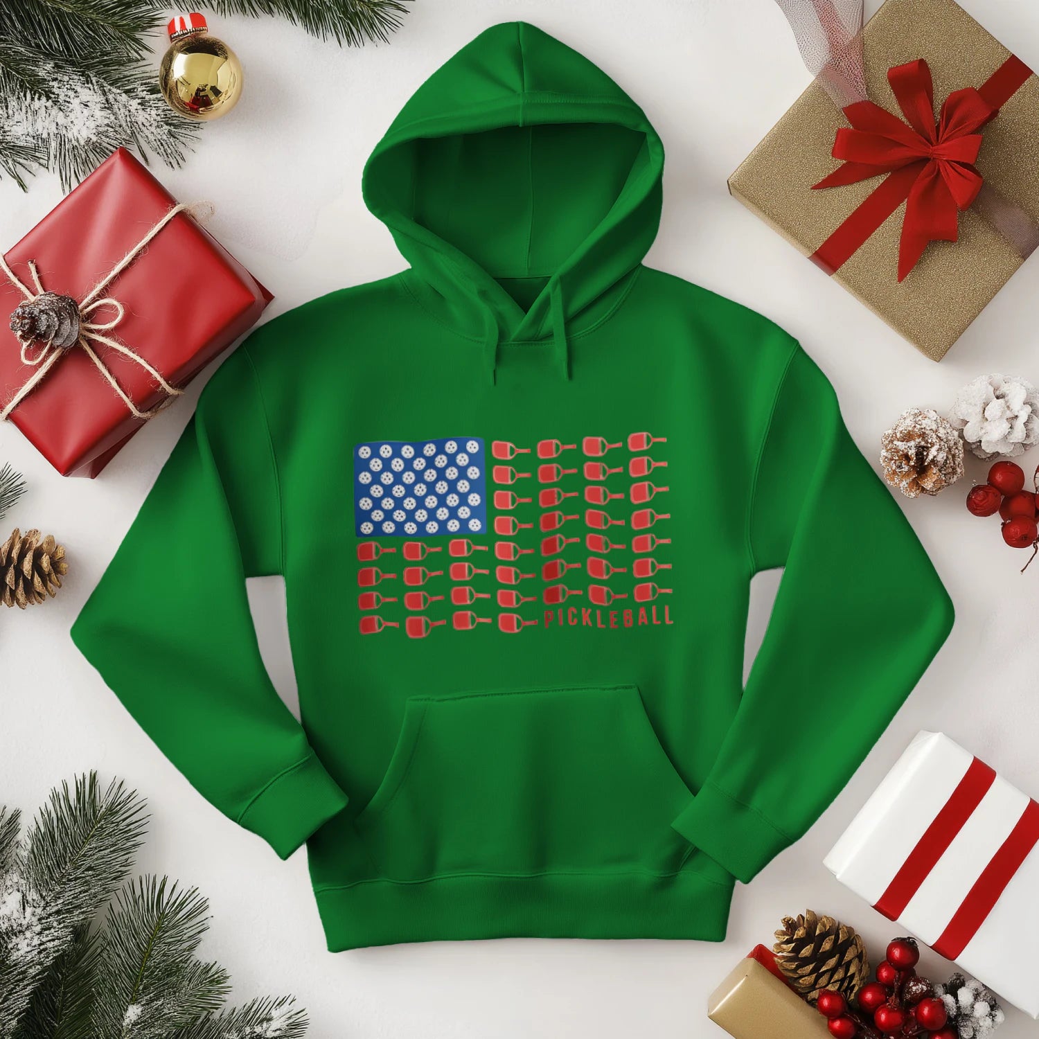 American Flag Pickleball Men’s Hoodie – Funny Gift