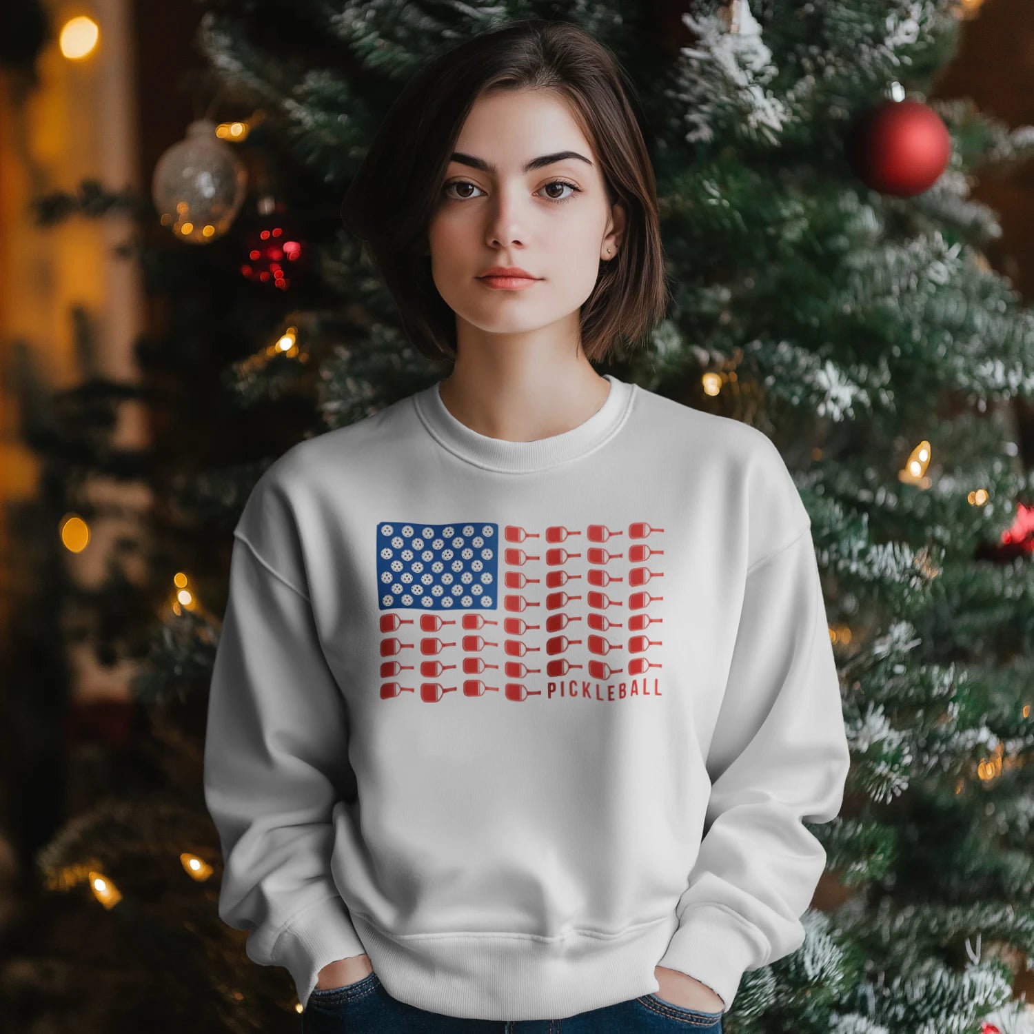 american flag pickleball Women’s Sweatshirt – Funny Gift